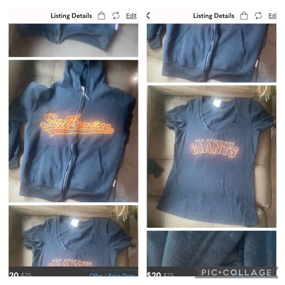 Set of 2! Women’s Giants tee shirt and color matching sweatshirt